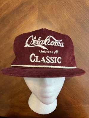 Gorra clásica rara de la Universidad de Oklahoma OU cuerda de pana escritura bordada Foto 1 de 4