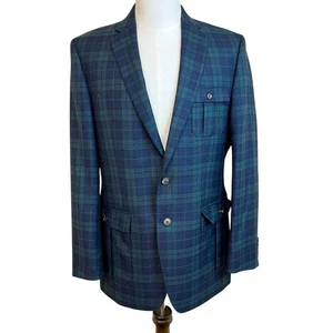 IZOD Blackwatch Tartan Plaid Blazer Mens Jacket 40 L Preppy Classic Academia - Picture 1 of 15