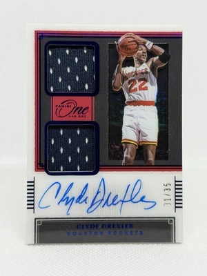 🔥 2020-21 Panini One and One – Clyde Drexler Autograph – /35 – Game-Worn/Used - Image 1 of 3