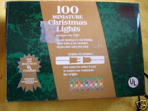 CHRISTMAS LIGHTS COLORED 100 MINIATURE INDOOR USE ONLY - Picture 1 of 1