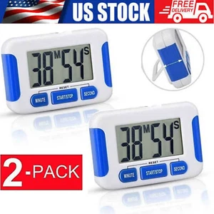 2X Digital Kitchen Timer Magnetic Cooking LCD Large Count Down Clear Alarm Egg - Picture 1 of 24