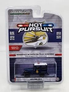 1974 Jeep® DJ-5⚡Greenlight Hot Pursuit Indianapolis, Indiana Metro Police  1/64 - Picture 1 of 6