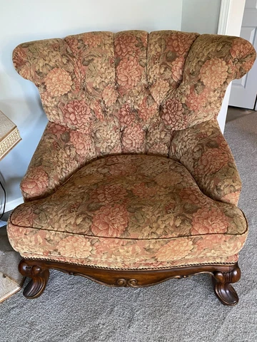 Victorian Style Solid Carved Wood Living Room Chairs 2 pc Set Cover