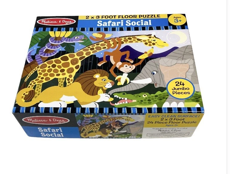 Rompecabezas de piso Melissa & Doug Safari Social Jumbo 24 piezas 2 x 3 pies edades 3+ Foto 1 de 3