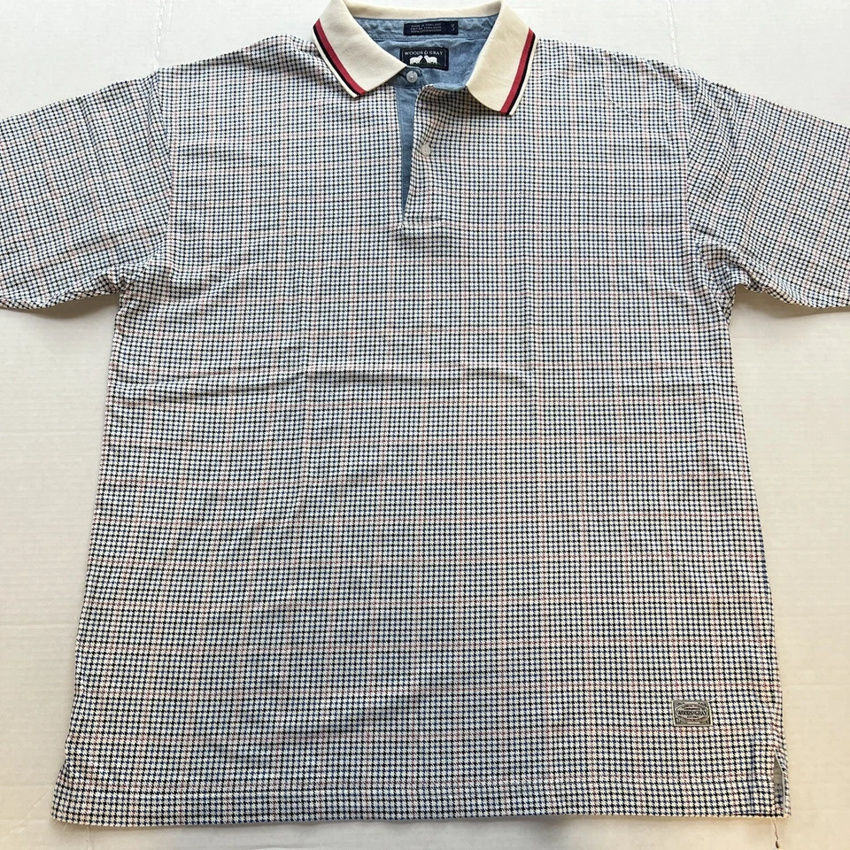 Дерево и серая рубашка мужская большая белая красная синяя геометрическая поло регби повседневная подготовка - Изображение 1 из 4