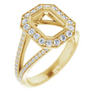 Vintage Emerlad Cut Natural Diamond Women Engagement Ring Semi-Mount 14K Gold