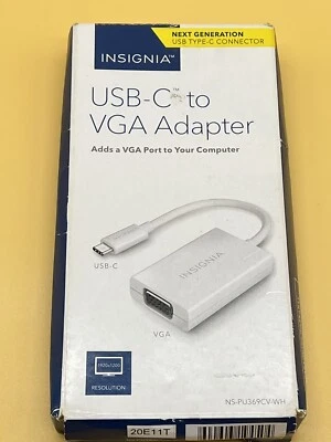 Insignia- USB Type-C-to-VGA Adapter - White # NS-PU369CV-WH - Image 1 of 4