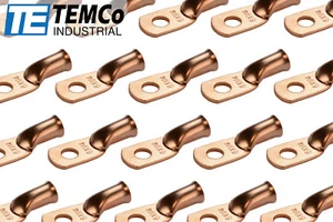 Lote de 100 anillos de orificio AWG 1/4" terminal lengüeta chapado en cobre calibre sin aislamiento - Imagen 1 de 7