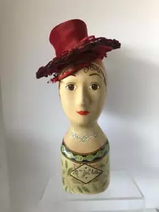 Antique 1935 Dressing Doll T ilt Hat Fascinator Burgundy adjustable Spectacular - Picture 1 of 23