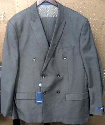 Gino Valentino Milano Mens Suit Gray Dbl Breasted Pants 42” Jacket 48L - Image 1 of 3