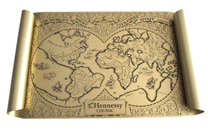 Vintage Pre-owned Hennessy Cognac Metal Old World Map & Bar Sign - Picture 1 of 2