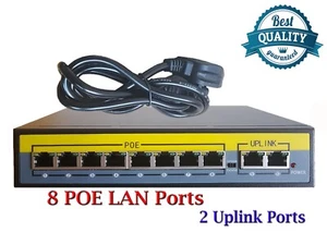 8 Channel PoE Switch Ethernet 10/100 Mbps Network 10 PORT Hub For CCTV IP NVR - Picture 1 of 9