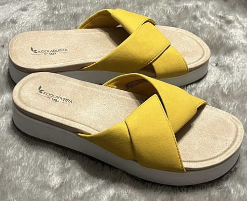 NUOVI sandali gialli antiscivolo piatti Koolaburra di UGG Carenza SN 118583 taglia 7