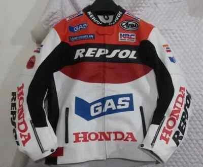 HONDA REPSOL JACKET MOTORBIKE MOTORCYCLE COWHIDE LEATHER BIKERS RACING JACKET - Image 1 of 4