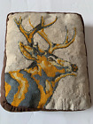 Needlepoint Cross Stitch Embroidery Completed Deer Antlers Vintage Pillow