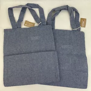 Borsa Tote Bag Cotone Riciclato Eco Friendly Shopping Blu Set di 2 Nuova con etichette - Foto 1 di 8