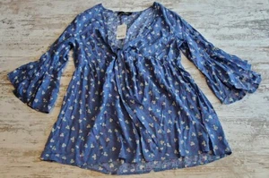 Damen Suzanne Betro Blumenmuster Top Größe Small Hippie Boho Glockenärmel - Bild 1 von 5