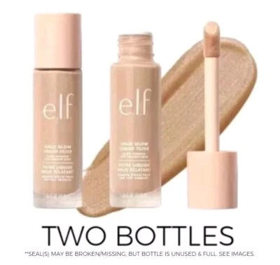 x2 e.l.f. Halo Glow Liquid Filter Highlighter Shade 4 Medium Beige 1.06fl oz ELF - Image 1 of 4