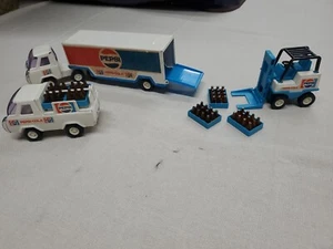 Vintage 1976 Buddy L Brute Pepsi Cola SET 4 Pcs Set Sturdy Steel Trucks Forklift - Bild 1 von 23
