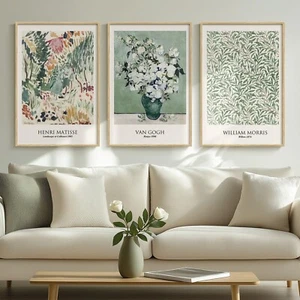 Framed Large Sage Green Matisse Wall Art for Living Room and Bedroom, Vintage... - Picture 1 of 7