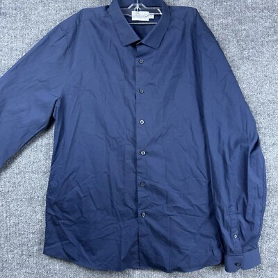 Topman Button Up Shirt Men’s 2XL Blue Solid Long Sleeve Preppy Collared Casual - Image 1 of 4