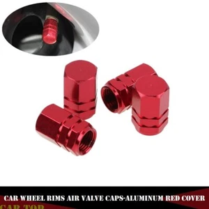 4x Aluminum Tire Wheel Rims Stem Air Valve Caps Tyre Cover Car Truck Bike Red - Picture 1 of 7