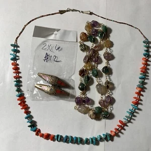 COOL BEANS Misc Southwestern Tibetan Inlay Turquoise Coral Nugget BeadsCON-413 - Picture 1 of 10
