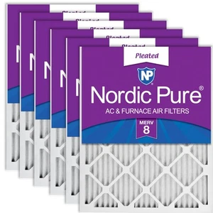 20x20x1 MERV 8 Pleated Air Filters 6 Pack - 19.5x19.5x0.75 Size - Picture 1 of 8