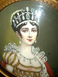 1805 Frankreich signiert Portrait Kaiserin Josephine Bonaparte im geschnitzten Schildkrötenrahmen - Bild 1 von 7