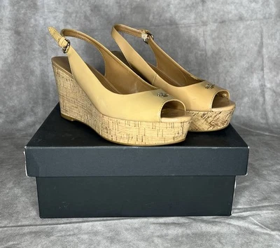 Sandalias de cuña Coach Ferry charol tostado corcho talla 8B con caja Foto 1 de 4