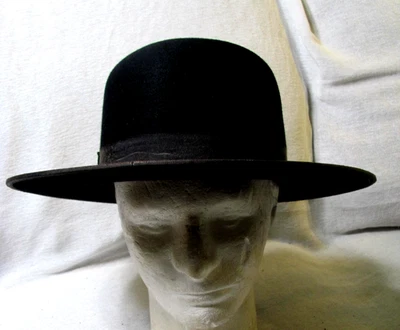 AUTÊNTICO CHAPÉU AMISH BLACK MILLER TAMANHO 7 1/8 LONGO OVAL HALLOWEEN NA CAIXA DE CHAPÉU EUA - Imagem 1 de 4