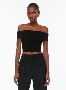 Aritzia Babaton Sculpt Knit Off Shoulder Total Eclipse Dark Navy Gr. S Neu mit Etikett - Bild 1 von 10