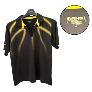 Camiseta polo de baloncesto deportiva Dri-Fit negra amarilla S para hombre AND1 - Imagen 1 de 4