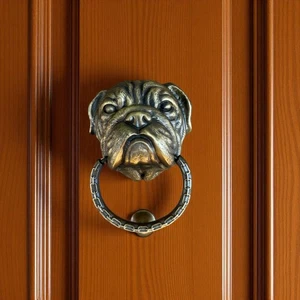 Massiver Messing Bulldogge Türklopfer 7,08 Zoll, Haustür Ornament, Messing Hundeklopfer - Bild 1 von 9