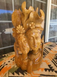 BALI, HAND CARVED WOOD, RAMA & SITA LOVERS SCULPTURE - Picture 1 of 10