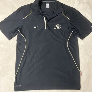 Nike Team Colorado Buffaloes Polo Shirt Mens Medium M Black Authentic Dri Fit - Picture 1 of 16