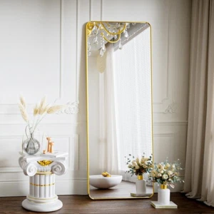 Standspiegel Spiegel mit abgerundeten Ecken 50x150cm Ganzkörper Gold B1231 - Bild 1 von 6