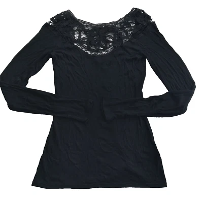 Женский топ Jessica Simpson размер Small черный ребристый трикотаж с кружевным вырезом и галстуком на спине - Изображение 1 из 4