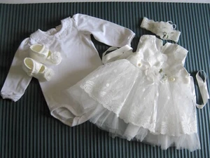 festliches Babykleid mit Schuhen u. Stirnband, Spitzenbody, Taufe, etc. 62/68 - Bild 1 von 7