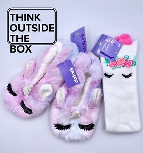 Claire’s Accessories Sleeping Unicorn Slippers And Knee High Socks Combo - New