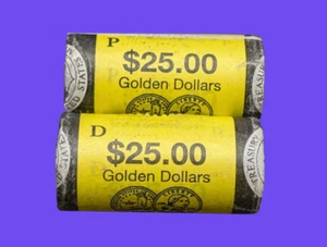 2000 P & D Sacagawea 1st Year Golden Dollar Rolls Unsearched From U.S. Mint Unc - Picture 1 of 2