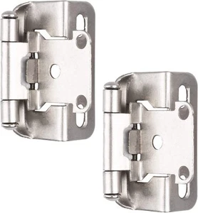 20PCS (10 Pairs) 1/2" Overlay Semi Partial Self-Closing Door Hinges Satin Nickel - Picture 1 of 7