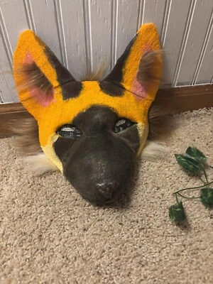 High Quality Maned Wolf Therian Mask Hand Painted Furred And Lined - Image 1 of 4