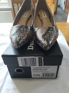Dune Women's Reptile Print Animal Skin Kitten Court Shoes Size 7/40 With Box - Picture 1 of 7