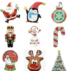 Christmas Tree Santa Reindeer Penguin Snowflake Snowman XL Foil Mylar Balloons - Picture 1 of 19