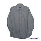 Kenneth Cole Shirt Men's 15-15.5 Reaction Button Up Dress Long Sleeve White Blue