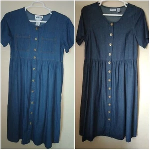 Carolina Blues CW Classics Women's Denim Button 100% Cotton Dress Sz L 9/10 - Picture 1 of 11