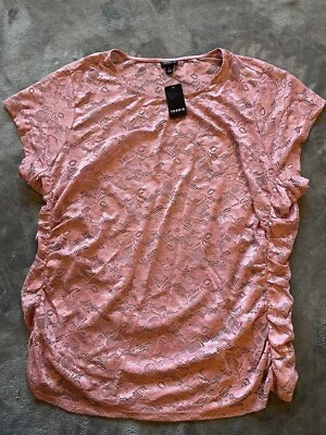 Camiseta Torrid Elástica Encaje Cuello Redondo Cincha Lateral Talla 4/4X Malva Nueva Con Etiquetas Foto 1 de 4