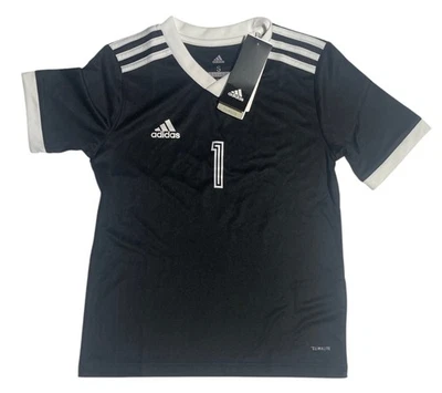 ADIDAS GOLAKEEPER JERSEY, NUMBER 1, youth SMALL, NEW/TAG, BLACK COLOR - Image 1 of 3