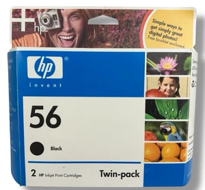 Genuine HP 56 Black Ink Cartridge Twin Pack 2 Pack NOS New Sealed - Picture 1 of 5